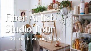 Fiber artist studio tour, favorite weaving books, yarn collection