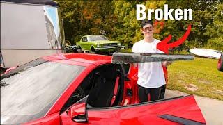 Ben breaks his window on his new C8 corvette