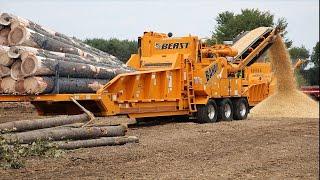 Fastest Monster Stump Removal Excavator - Amazing Wood Chipper Machines Working