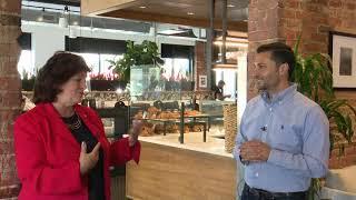 Councilwoman Leslie Herrick chats with Sam Abbas, owner of The Great Commoner