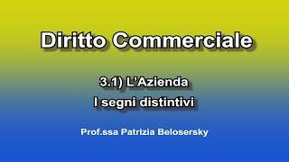 Diritto Commerciale - 3.1) L'Azienda   I segni distintivi