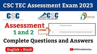 CSC TEC Exam Assessment Questions and Answers 2023 | Hindi and English | Assessment 1 and 2