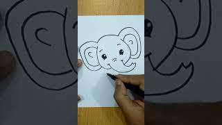 Baby elephant line drawing.