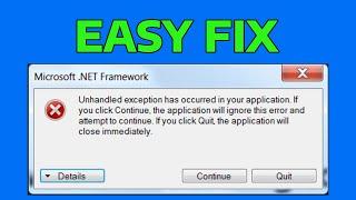 How To Fix Unhandled Exception Has Occurred Error In Windows