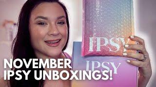 NOVEMBER 2024 IPSY UNBOXINGS! Ipsy Glam Bag & BoxyCharm Unboxing & Swatches!