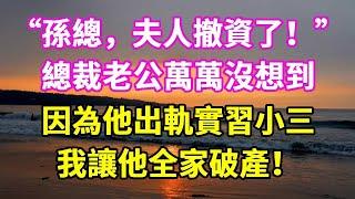 “孫總，夫人撤資了！”總裁老公萬萬沒想到，因為他出軌實習小三，我讓他全家破產！#悠然書影#爽文#大女主#家庭#豪門