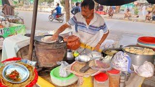 40 Rs Punjab Original Street Food Breakfast In Roaside - Aloo Saag Paratha Pakistan Best Desi Food