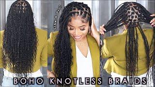 DIY Waist-Length Boho Knotless Braids LIKE THE BRAID SHOP!