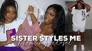 MY LITTLE SISTER STYLED ME FROM MY CLOSET | Zahria Shantí