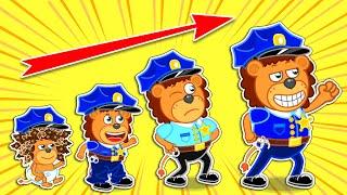 Lion Family | Wants to Be Police Since Childhood. Dream Jobs of Kids | Cartoon for Kids