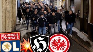 Frankfurt-Hools jagen Lyon-Ultras durch die Straßen!