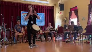 Sabina Sandoval renowned facilitator teacher musician director, free to be me drum Circle.