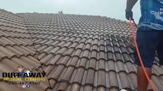 Nasty Tile Roof Cleaning - How to Soft-Wash Tile Roof