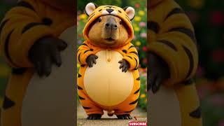 Capybara in Tiger Costume: The Cutest Jungle Adventure You’ll Ever See!  #capybara #funny #tiger