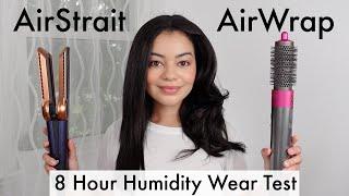 DYSON AIRSTRAIT VS AIRWRAP ON CURLY HAIR - 8 HOUR HUMIDITY WEAR TEST! 