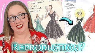 VINTAGE vs. REPRODUCTION, 1950's Vogue Dress pattern || Comparing Vogue s-4544 to Vogue V1172