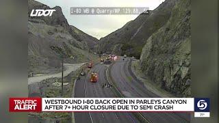 Semitruck fire through Parleys Canyon closes westbound I-80; freeway back open