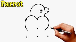 How To Draw Cute Parrot From 9 Dots l Drawing Pictures l Parrot Drawing With Dots l Dots Drawing