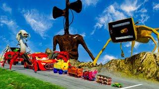 ALL MONSTERS Big & Small Cars Downhill Madness with SIREN HEAD & MEGAHORN | BeamNG.Drive