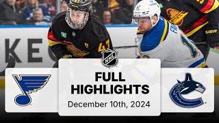 NHL Highlights | Blues vs. Canucks | December 10, 2024