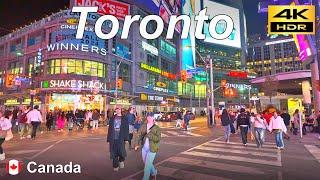 Toronto Evening Walk | Yonge–Dundas Square | Canada | October 2024 | 4K HDR