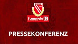 Pressekonferenz nach der Drittligapartie FC Energie Cottbus vs. SC Verl