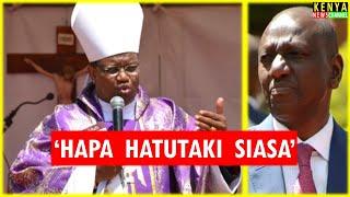 Bishop Muheria addresses Ruto face to face at Embu Catholic Bishop Ordination today