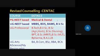 Webinar on CENTAC  - Career Guidance- 23.04.20