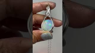 wire wrapped natural AAA Quality Ethiopian opal necklace #christmas #opal #jewellery