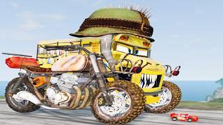 Crazy Escape From The Giant Moto Bus Truck Car Zombie Monster VS Lightning McQueen Beamng Drive #351