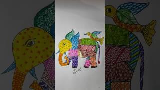 Gond Elephant painting ️ || Easy rangoli design || #youtubeshorts #shorts