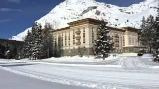 Lake Sils, the Maloja Palace and the cross country ski slope connecting Maloja to St Moritz