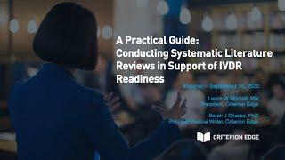 A Practical Guide: Conducting Systematic Literature Reviews in Support of IVDR Readiness