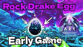 How to get a Rock Drake Egg Early Game Aberration Ark Ascended. How to tame Rock Drack Easy