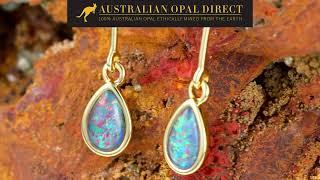 Gold Earrings, Green Earrings, Opal Stud Earrings - Australian Opal Direct | Worldwide Shipping