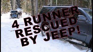 4 Runner Stuck in the Snow! - Jeep Wrangler Recovery Mission