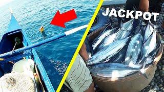 Skipjack Tuna Amazing Traditional Fishing - Using Prawn or Shrimp "Alamang" na Pain (Catch and Sell)