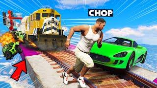 GTA 5 CHOP ESCAPES BY INCHES IN CARS VS RUNNERS CHALLENGE