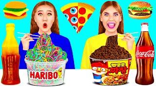 Gummy vs Chocolate vs Real Noodles Challenge by FUN FOOD