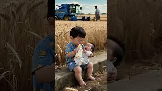 The responsible big brother looks after his younger brother.#ai #family