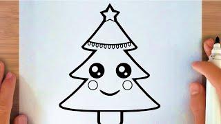 HOW TO DRAW A CUTE CHRISTMAS TREE