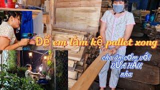 CÁCH LÀM KỆ PALLET CŨ, Trâm nấu cơm ăn với cốt lếch ram, với dưa hấu, canh mì tôm