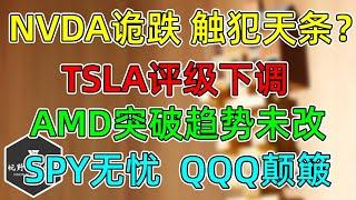 美股 NVDA诡异下跌，触犯天条？TSLA评级下调！AMD趋势未改！SPY无忧， QQQ略微颠簸!