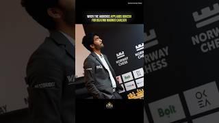 When the Audience applauds Gukesh for beating Magnus ️#chess #gukesh #magnuscarlsen #shorts