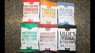 Lillie’s Chips: Vinegar, Pimento Cheese, Sea Salt/Black Pepper, Sweet Onion, Barbeque, Original