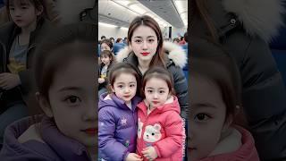 Beautiful Mom and Her 2 Cute Daughters on a Flight Adventure | Sweet Family Travel Moments