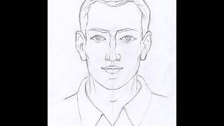 Как рисовать ЛИЦО МУЖЧИНЫ карандашом. Часть 1. Урок 51.  How to draw A FACE OF A MAN with a pencil