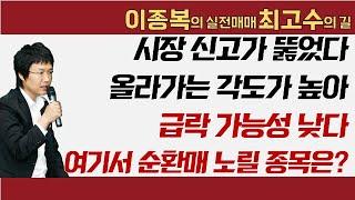 시장 신고가 뚫었다, 올라가는 각도가 높아 급락 가능성 낮다! 여기서 순환매 노릴 종목은?  #이종복 #실전매매 최고수의 길