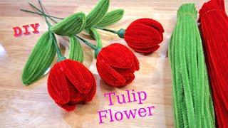 How to Make Tulip Using Pipe Cleaner | Red Tulip Tutorial