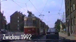 Zeitreise: Fahrt durch Zwickau (Sachsen) im Mai 1992 | Historische Aufnahmen der Stadt
